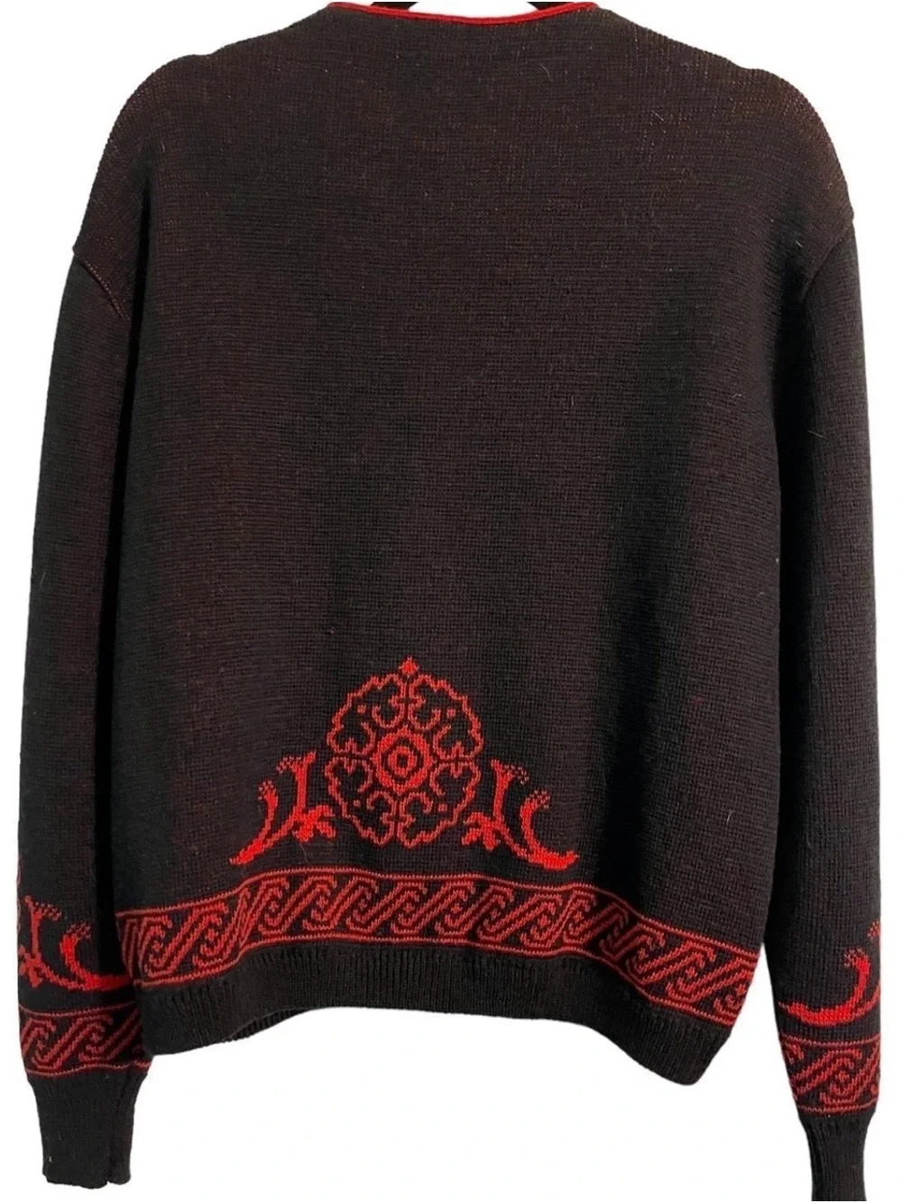 Pendleton Vintage 70’s-80’s Red & Black Button 100% Virgin Wool Cardigan-Large